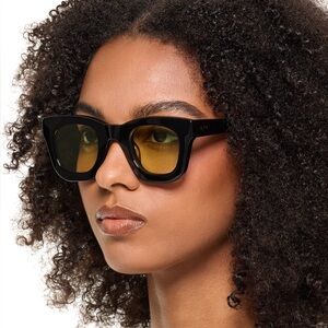 Strata Roadcase sunglasses, black with yellow lenses like new with case and box!